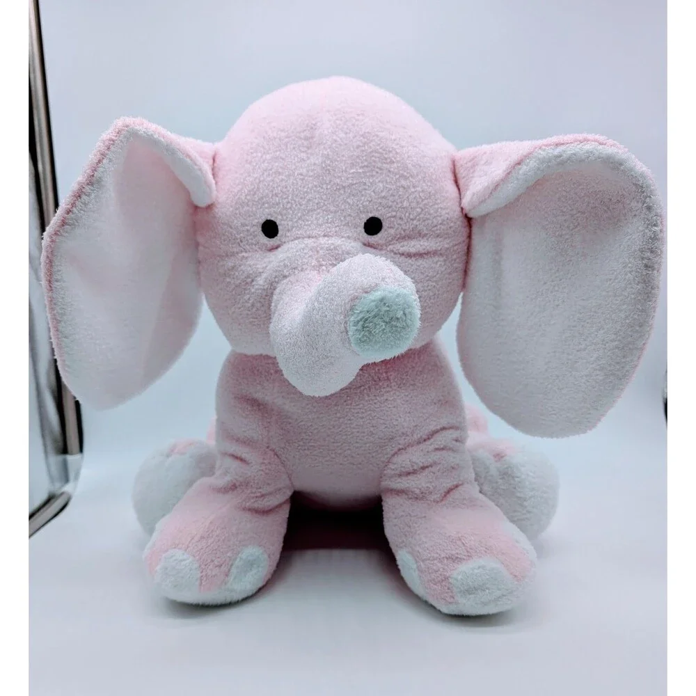 Pink Plush Terry Cloth Elephant Stuffed Animal 15” Girl Burton + Burton